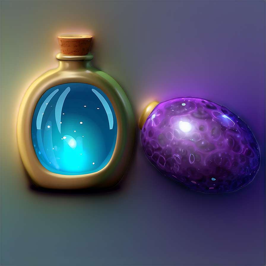 Two glowing magical items a potion bottle and a purple orb — Sperm PNG