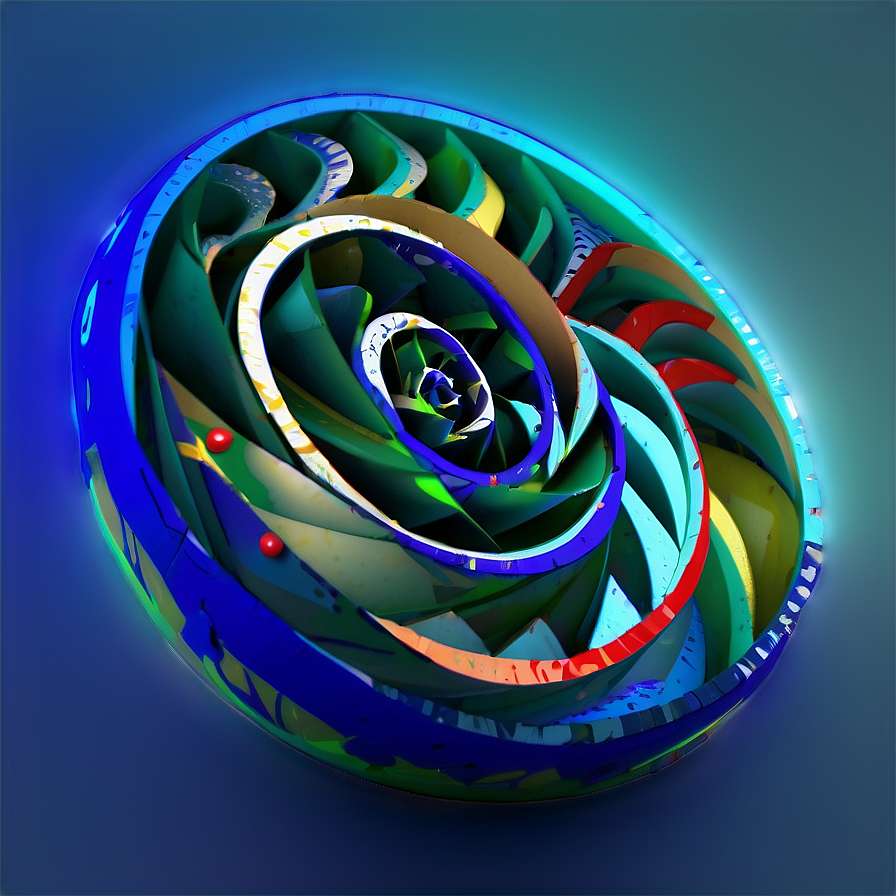 A glowing abstract spiral sculpture with neon edges and vibrant colors. — Spiral PNG