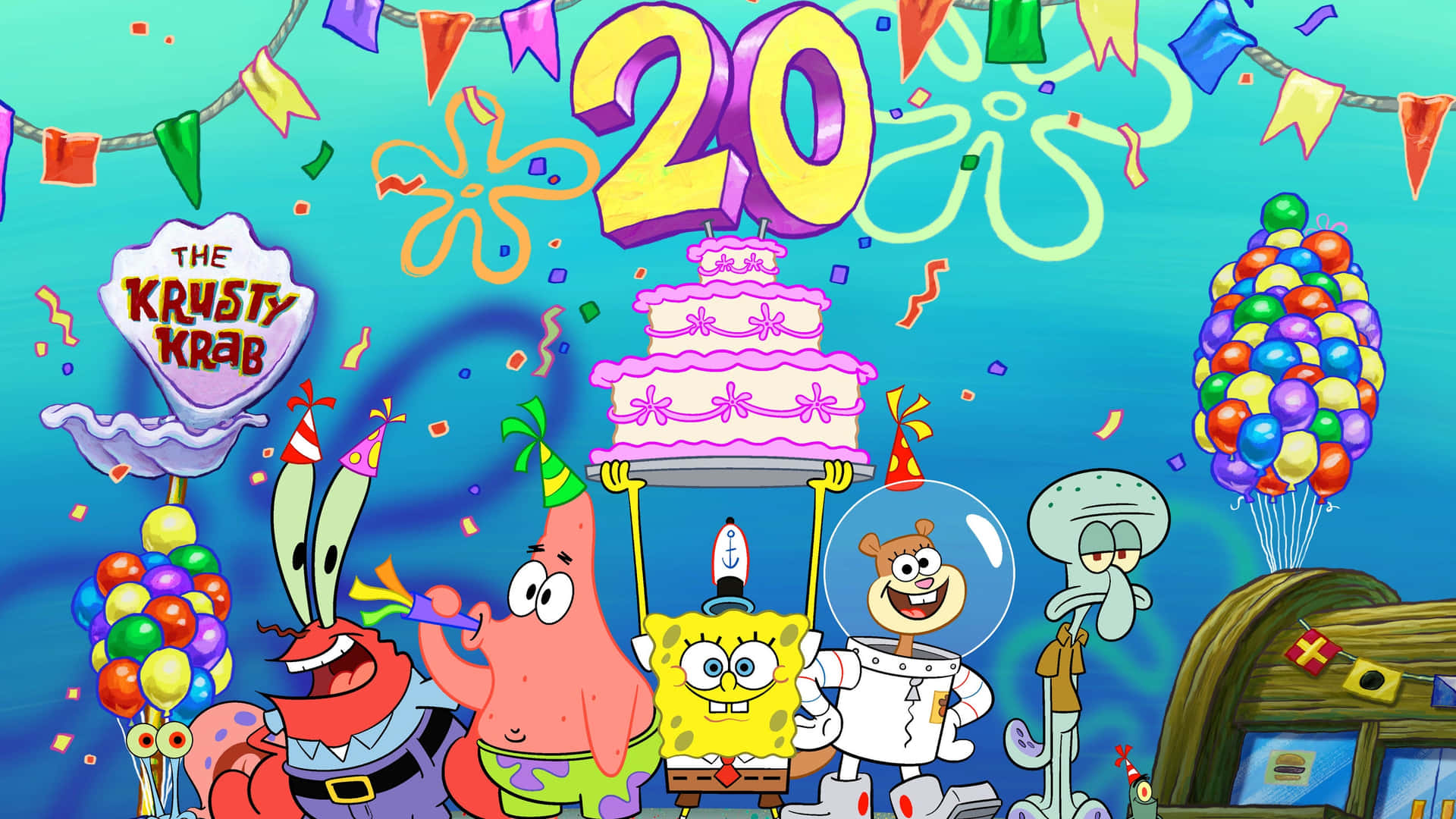 Spongebob Characters Background Wallpaper