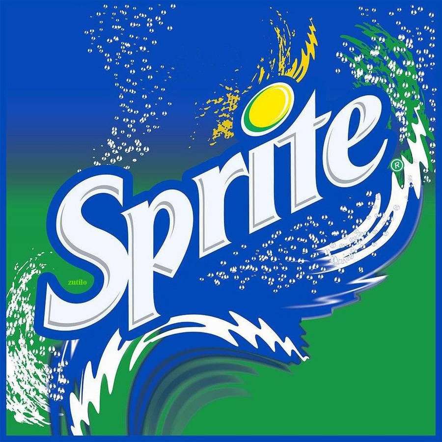 Sprite-Logo mit Blasen vor blau-grünem Farbverlaufshintergrund — Sprite Wallpaper