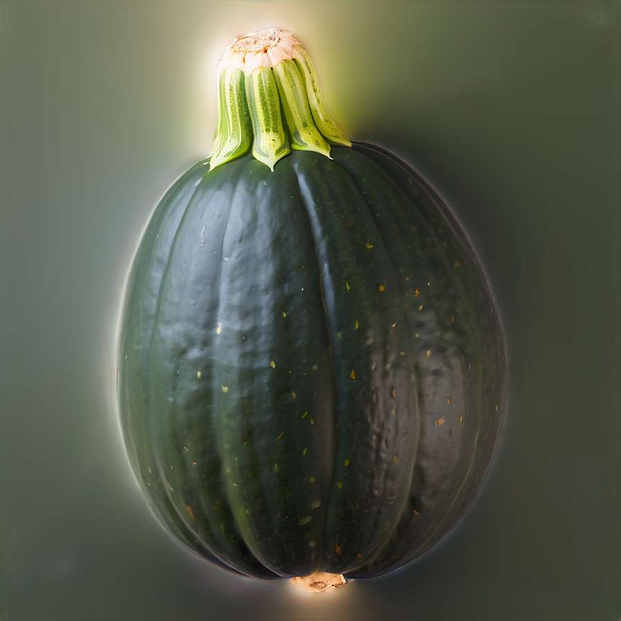 A dark green acorn squash with yellow speckles and glowing stem. — Squash PNG