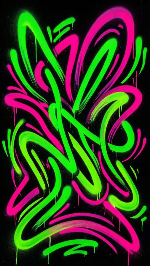 A bold neon squiggle wallpaper with a street art vibe. — Squiggle Picture
