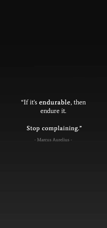 A black background with white text displaying a quote by Marcus Aurelius about enduring hardship. — Stoic Wallpaper