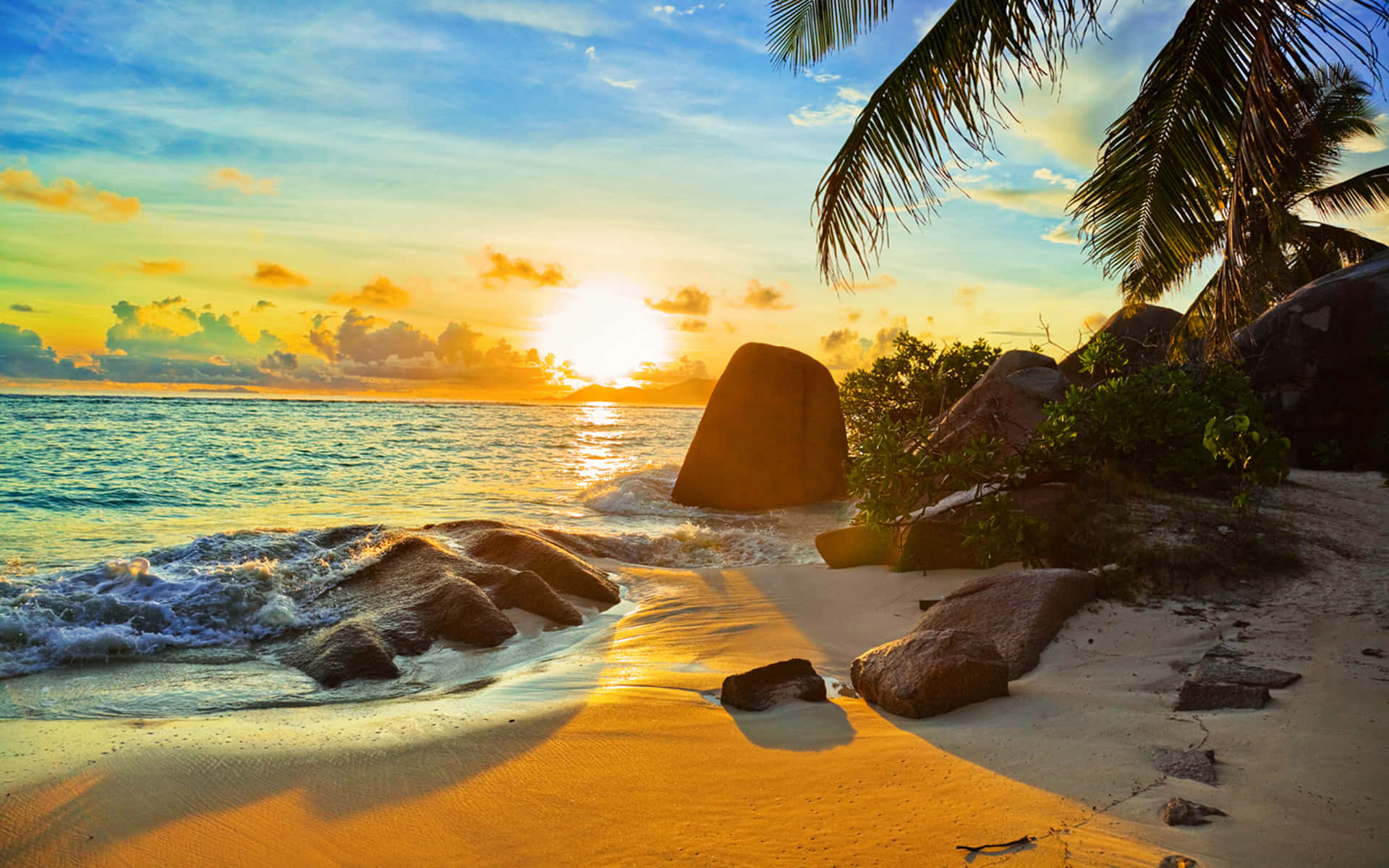 Strand Solnedgang Hd Bakgrunnsbildet