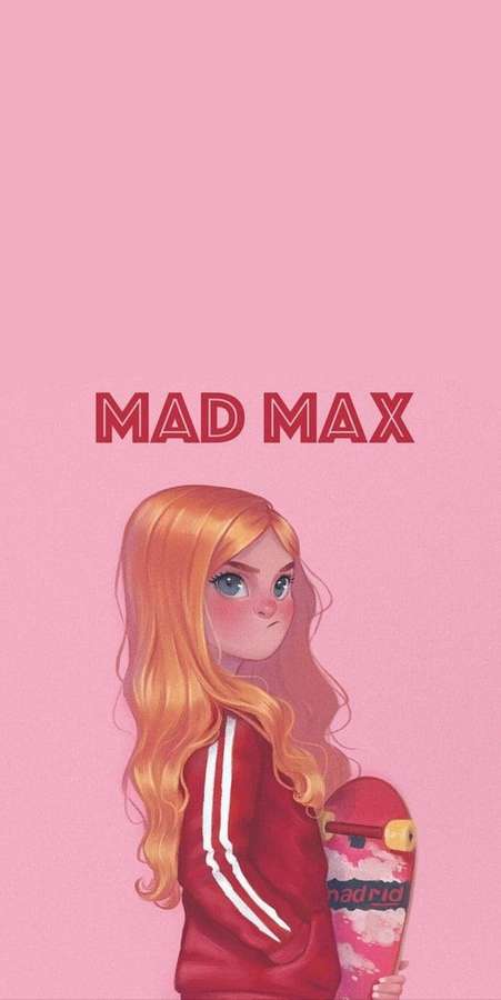 Chica anime con cabello rubio sosteniendo una patineta contra fondo rosa con texto. — Stranger Things Lindo Fondos de pantalla