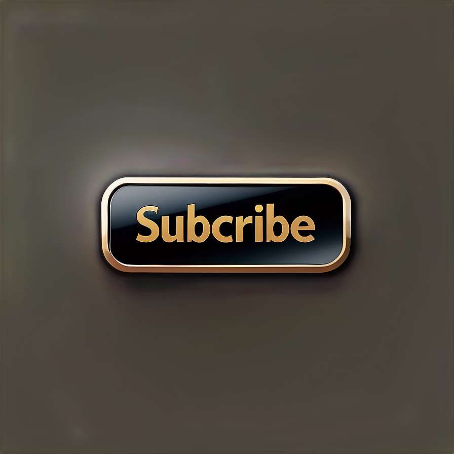 A glowing gold subscribe button on a dark gray background. — Subscribe Button PNG