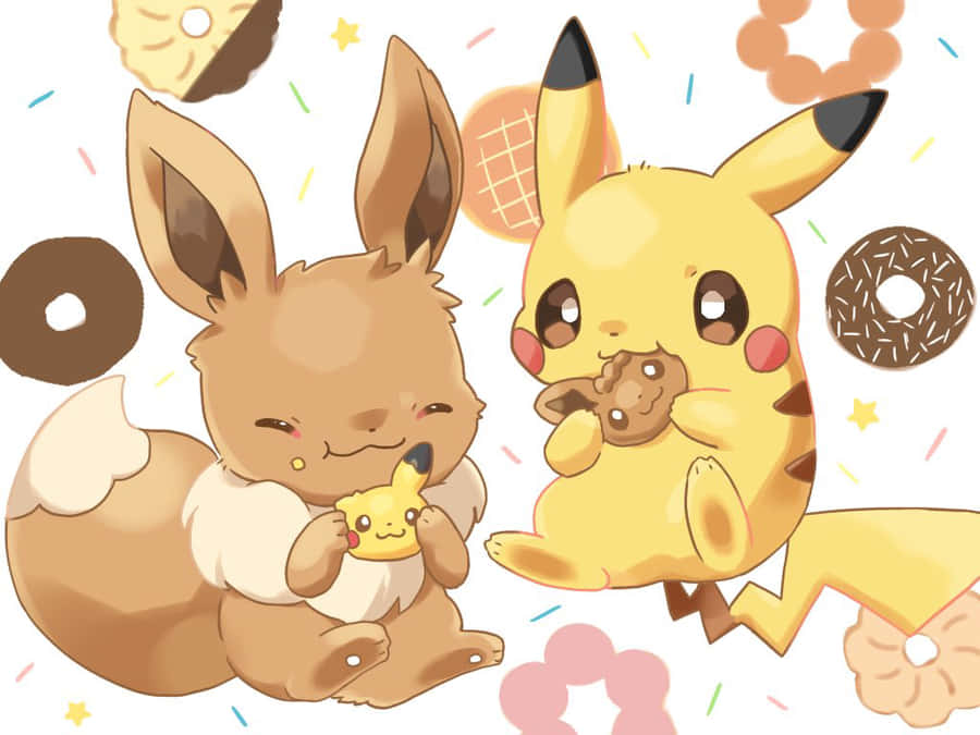 Süßes Pikachu Und Evoli Wallpaper