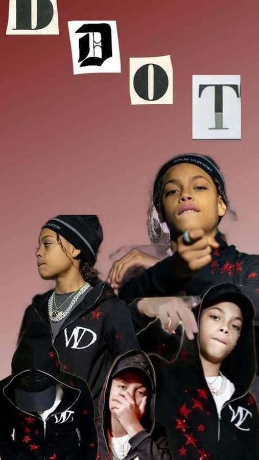 Young person in black star hoodie collage with floating letters DOT on pink background. — Sugarhill Ddot Wallpaper