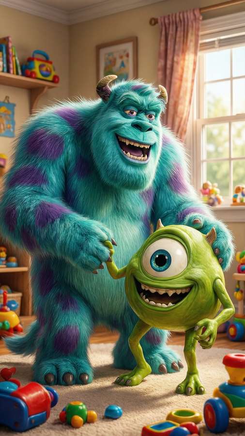Heartwarming scene of Sulley and Boo playing together in a sunlit room. — Sulley Picture