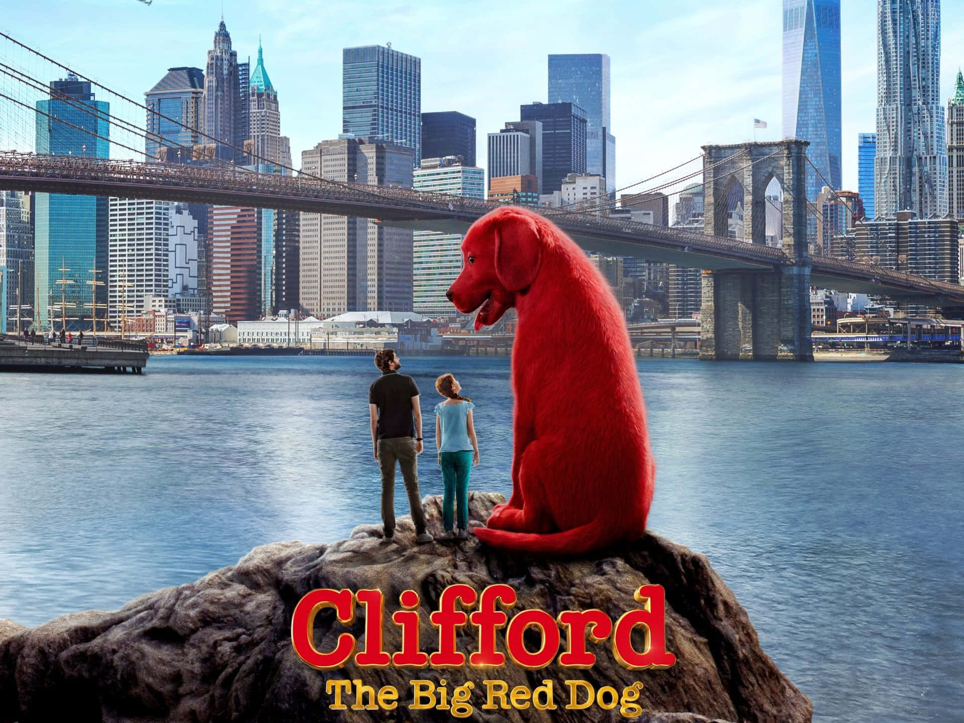 Sullo Sfondo Di Clifford Il Big Red Dog