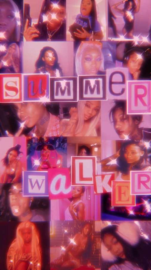 A colorful collage of young women with sparkles and the text 'SUMMER WALKER'. — Summer Walker Wallpaper