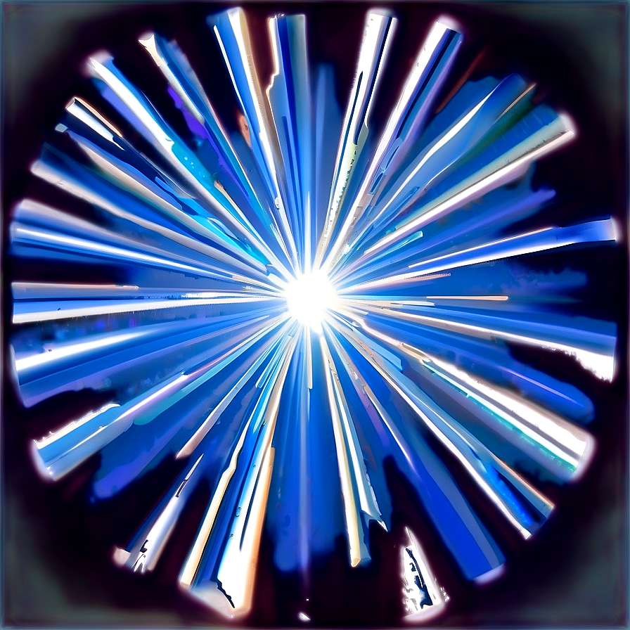 A burst of blue and white light radiating outward from a bright center. — Sun Rays PNG