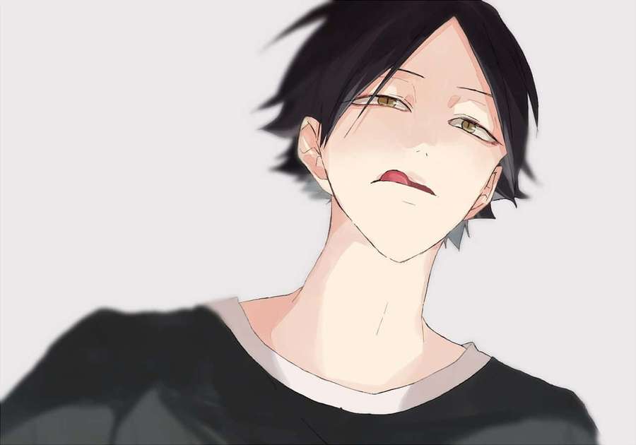 Anime boy with black hair and golden eyes smirking in a black shirt. — Suna Rintarou Wallpaper