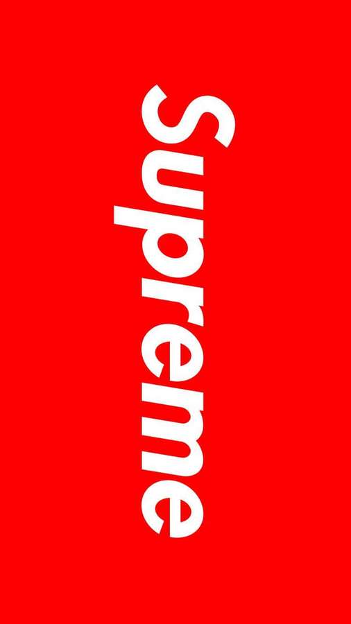 Red background with white Supreme logo vertically centered. — Supreme iPhone Background