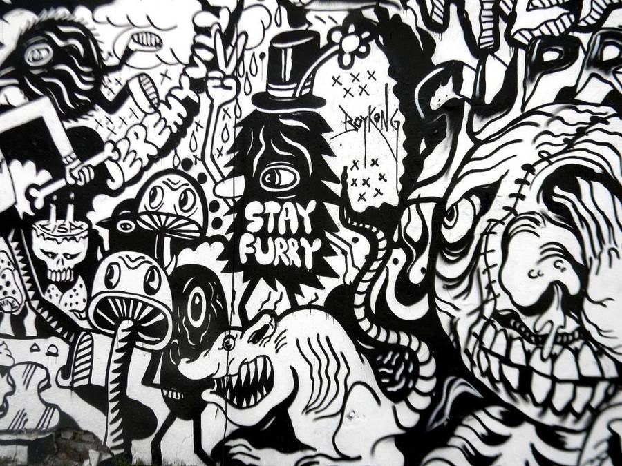 Svart Graffiti Wallpaper