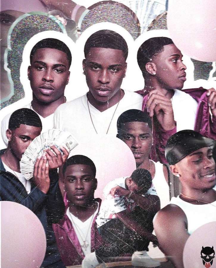 Eine Collage eines jungen schwarzen Mannes in verschiedenen Posen, der Geld hält und stilvolle Outfits trägt. — Swavy Bilder