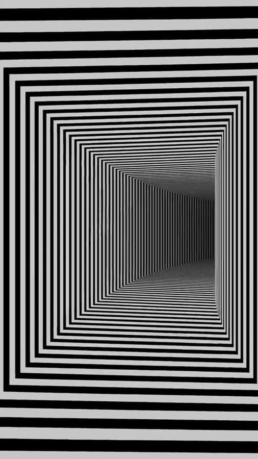 Schwarz-weiße geometrische Tunnelillusion, die ein Gefühl unendlicher Tiefe erzeugt. — Swirl Bilder