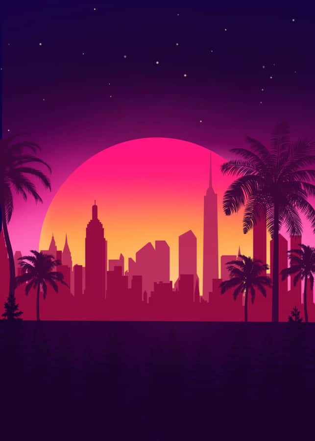 Synthwave Kaupunki Taustakuva