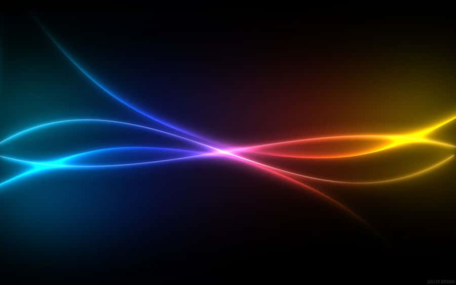 Abstract digital art with glowing blue and orange ribbons flowing across a dark background. — Tablet Picture