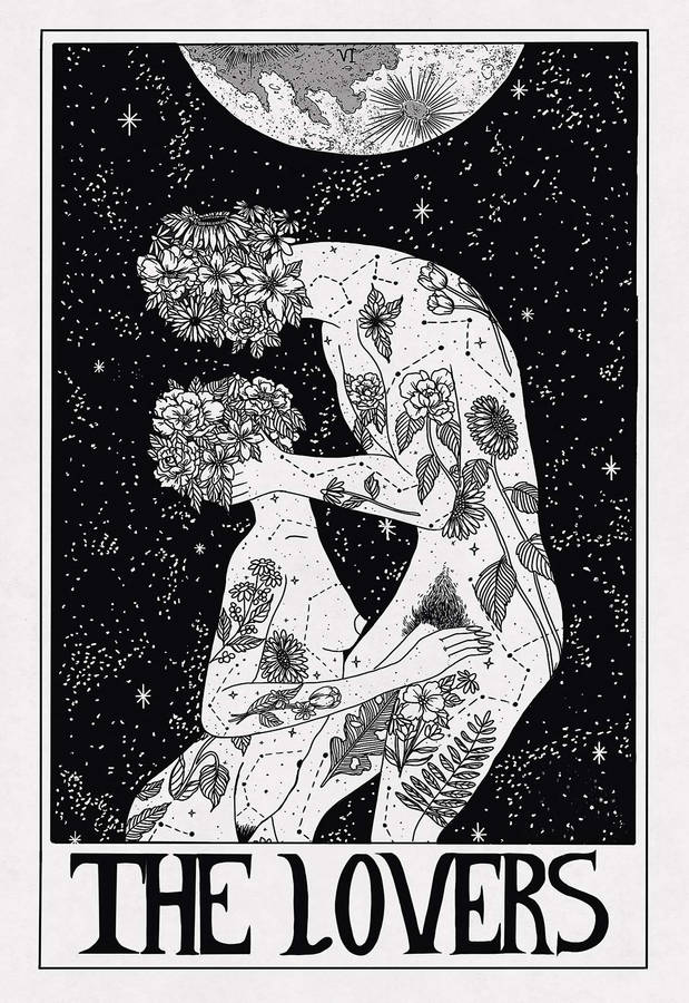 Download Goth Aesthetic The Lovers Tarot Card Digital Art Wallpaper |  Wallpapers.com