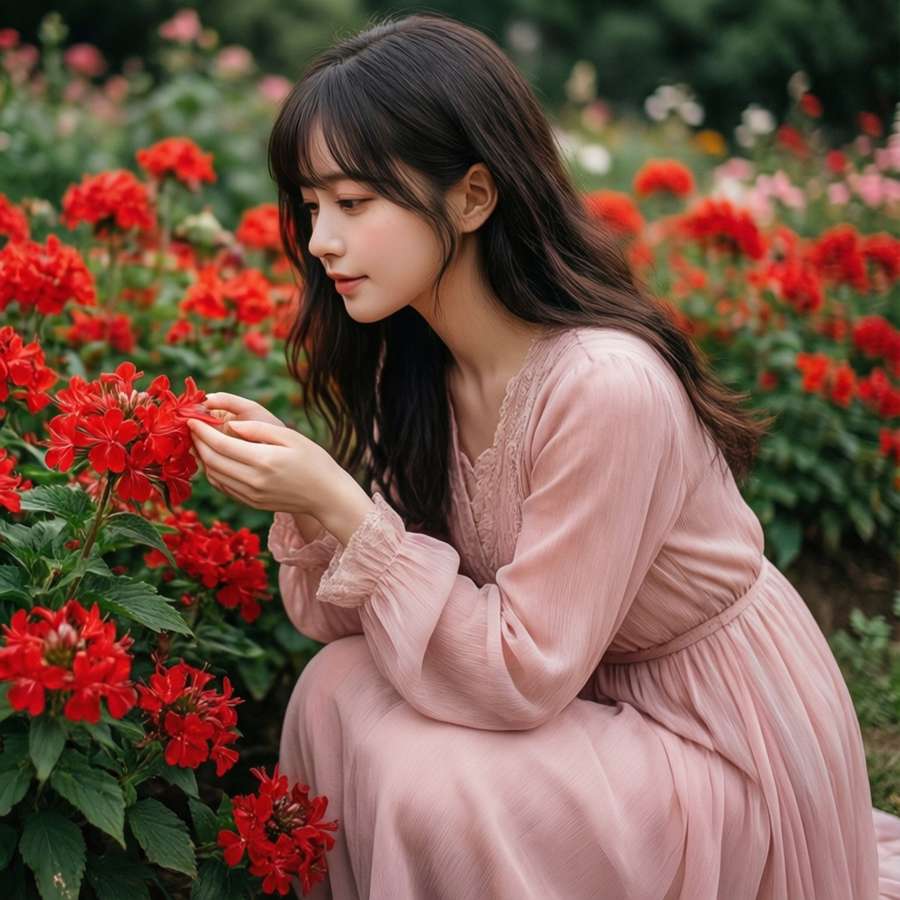Romantic wallpaper of Tatara in a flower garden — Tatara Picture