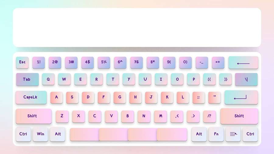 Un teclado colorido con degradado y teclas pastel sobre un fondo suave. — Teclado de computadora Fondos de pantalla