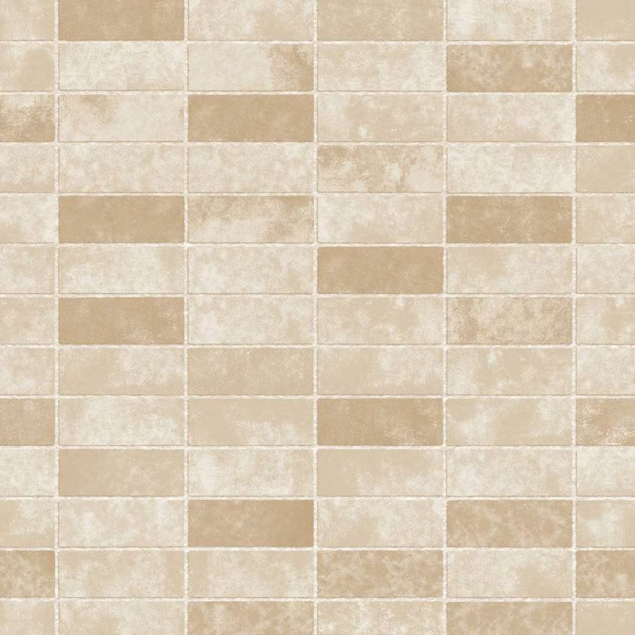 Parede de azulejos bege e creme com textura desgastada e rejunte branco. — Telhas de assoalho Papéis de Parede