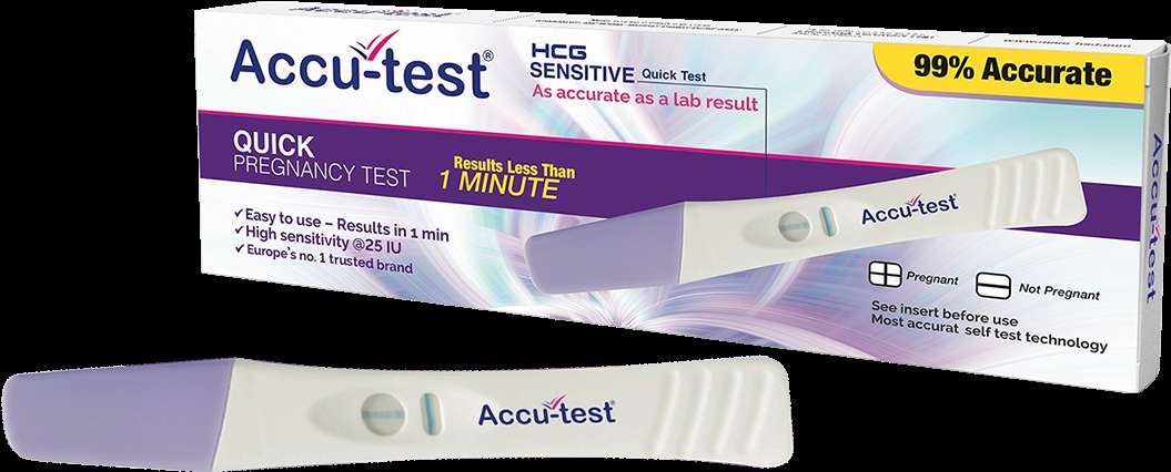 Accu-test pregnancy test kit with test device shown — Test PNG