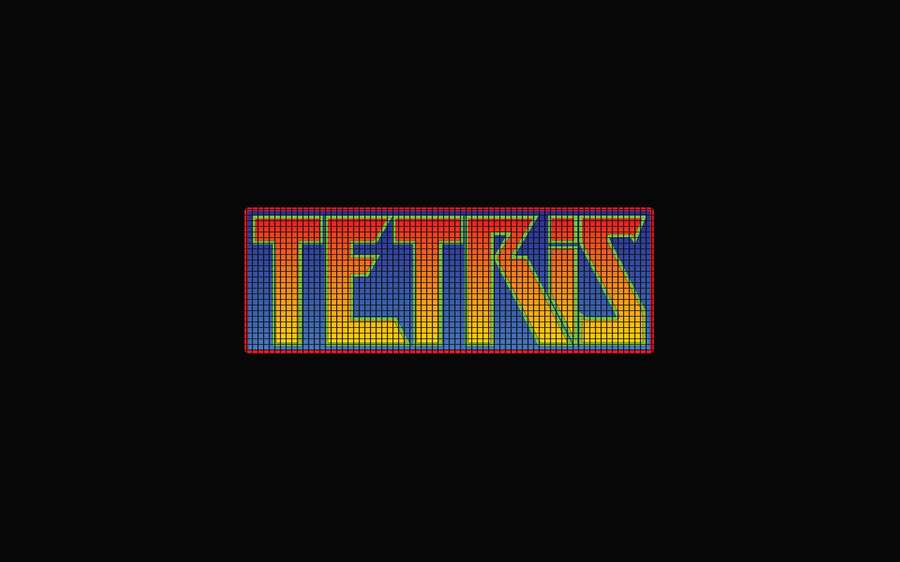 Pixeliges Tetris-Logo mit Regenbogenfarben auf schwarzem Hintergrund — Tetris Wallpaper