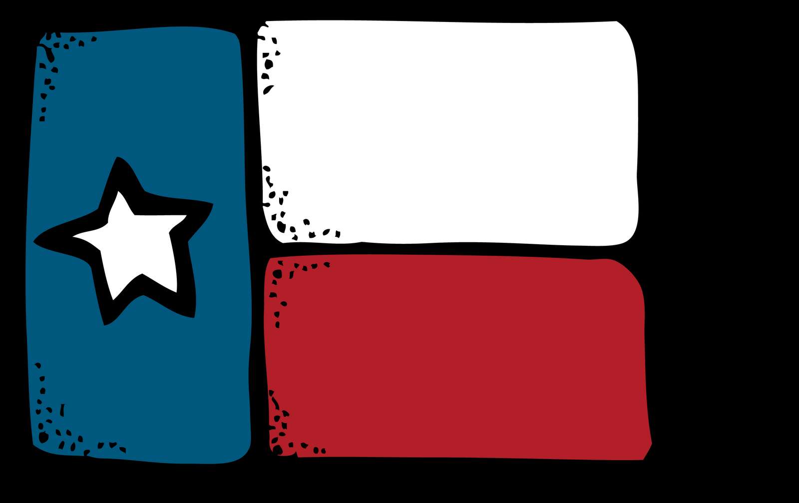 Cartoon Texas flag with star and stripes on black background. — Texas Flag PNG