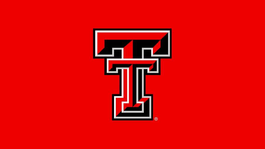 Roter Hintergrund mit schwarz-weißem stilisierten T-Logo — Texas Tech Bilder