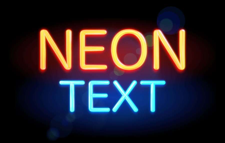 Letrero de neón con texto naranja y azul brillante sobre un fondo oscuro. — Texto Neón Fondos de pantalla