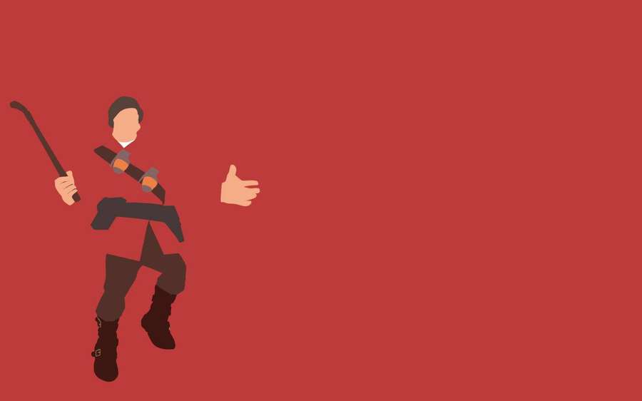 Hockey player holding stick and glove in minimalist vector style on red background. — Tf2 Logo Background