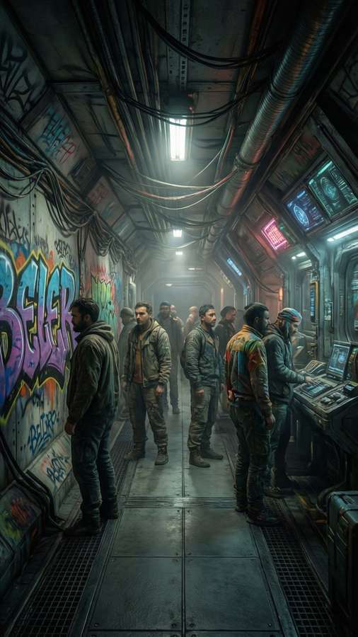 A bustling, dim corridor on Ceres station with Belter culture. — The expanse Wallpaper
