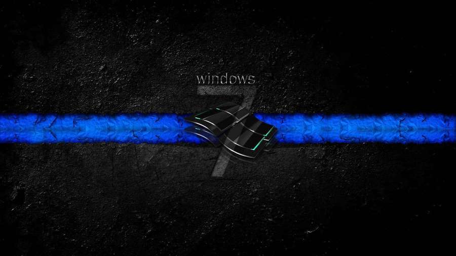 Windows logo glowing blue on cracked black background — Thin Blue Line Background