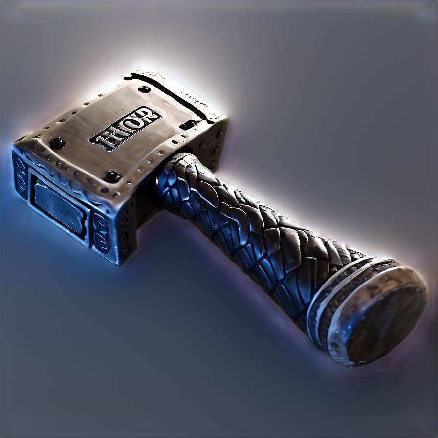 Thor's hammer Mjolnir with glowing blue aura and braided grip — Thor Hammer PNG