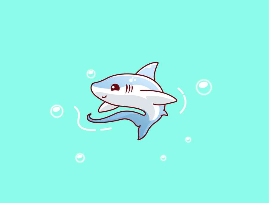 En smilende tegneseriejakke, der svømmer med bobler i turkis vand. — Thresher Shark Wallpapers