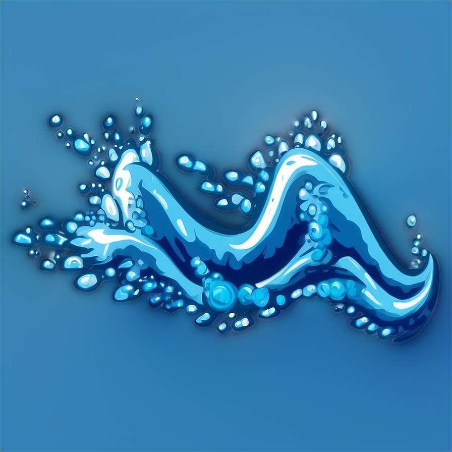 A glossy blue wave with droplets splashing against a blue background. — Tidal PNG