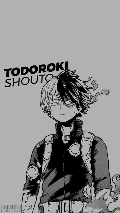 Anime character Todoroki Shouto with half black half white hair and steam rising from his hands. — Todoroki Black Wallpaper
