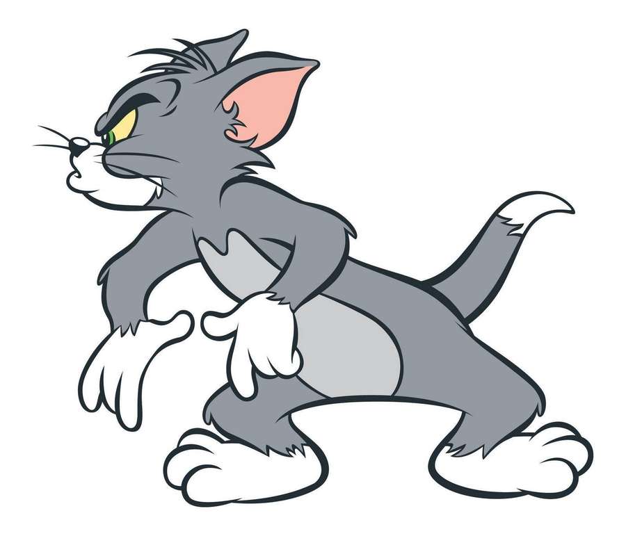 Cartoon cat Tom crouching with a mischievous expression. — Tom cat Wallpaper