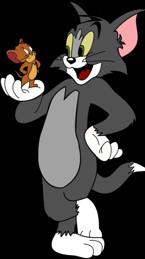 El gato Tom sosteniendo al ratón Jerry en su pata contra fondo negro. — Tom y Jerry Fondos de pantalla