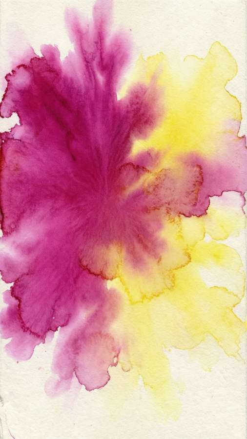 A soft watercolor wash of magenta and yellow toner on paper. — Toner Picture