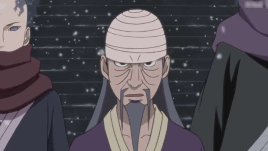 Un anciano de anime con un turbante blanco y una larga barba gris se yergue solemnemente en la nieve. — Toshiro Mifune Fondos de pantalla