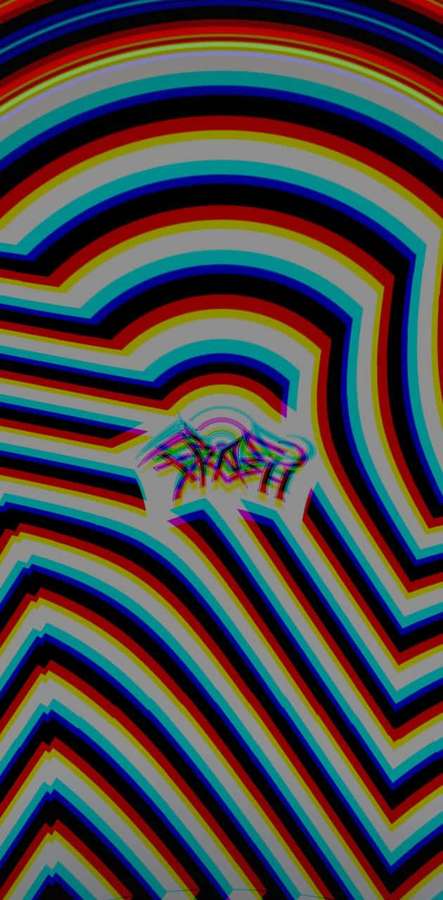 Patrón abstracto digital vibrante con centro glitch y rayas en zigzag radiantes. — Trash Gang Fondos de pantalla