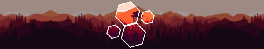 Hexagonal frames highlight a watchtower on a mountain at sunset. — Triple Background