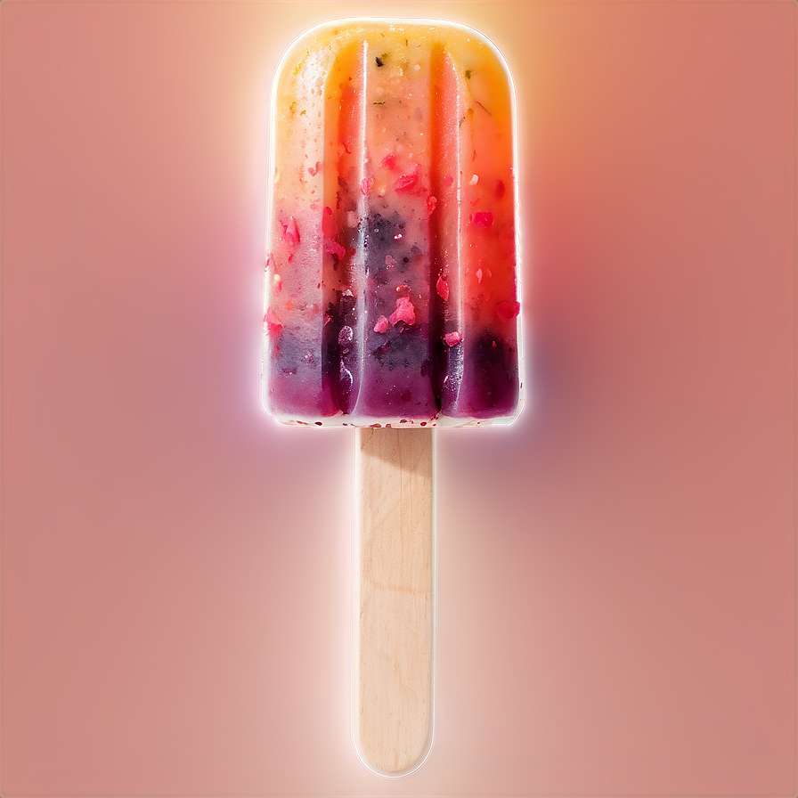 Ein buntes leuchtendes Eis am Stiel mit Fruchtstücken auf einem rosa Hintergrund. — Trommelkraut Wallpaper