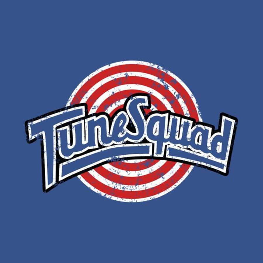 TuneSquad logo with red white bullseye and distressed blue lettering on blue background — Tune Squad Wallpaper