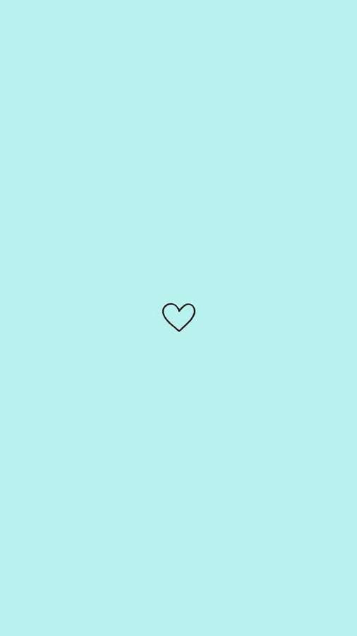Un pequeño icono de corazón negro sobre un fondo verde menta. — Turquesa Fondos de pantalla