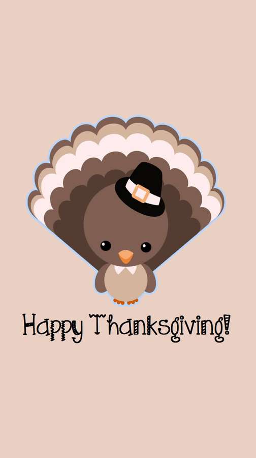 Un pavo de dibujos animados con sombrero de peregrino y el texto 'Happy Thanksgiving!'. — Turquía Fondos de pantalla