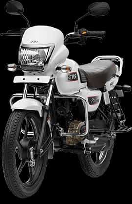 Weißes TVS-Motorrad mit schwarzem Sitz und Chromteilen auf schwarzem Hintergrund. — Tvs Wallpaper